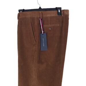 Tommy Hilfiger Modern-Fit Pleated Corduroy Pant Dark Camel 34x32 NWT *Defect*